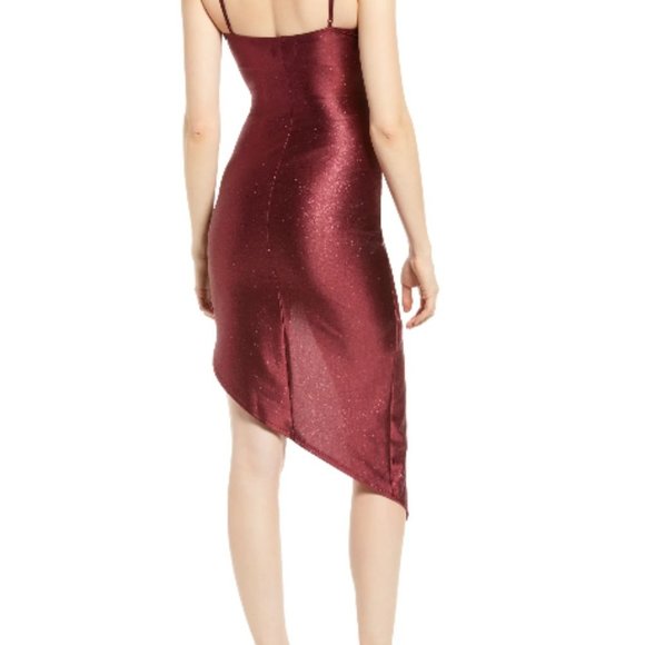 Bodycon Asymmetrical Shimmery Ruched Mini Dress - Picture 2 of 4